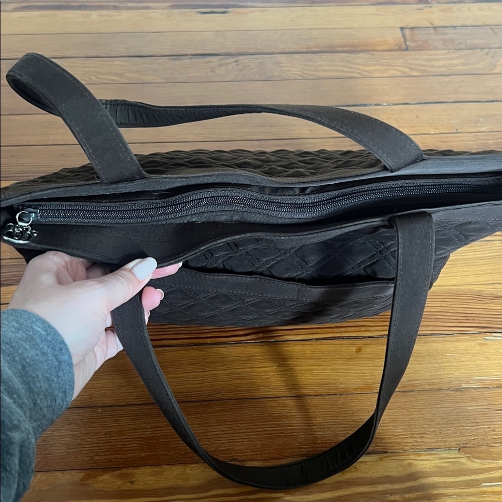 Vera Bradley Lightweight Chocolate Brown Quilted Microfiber Work/Travel Tote - Picture 4 of 9